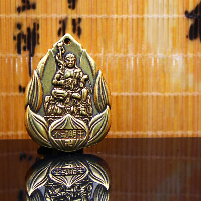 Dây chuyền mặt Phật Bất Động Minh Vương hoa sen bằng đồng - MV02