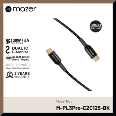 Dây Cáp Mazer Infinite.LINK 3 Pro Cable USB-C TO USB-C 1.25m - Hàng chính hãng