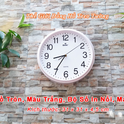 Đồng hồ Treo Tường Cao cấp KIM TRÔI EASTAR Tròn 31cm - Số Nổi 3D - Tặng Pin Maxell - BH 1 Năm