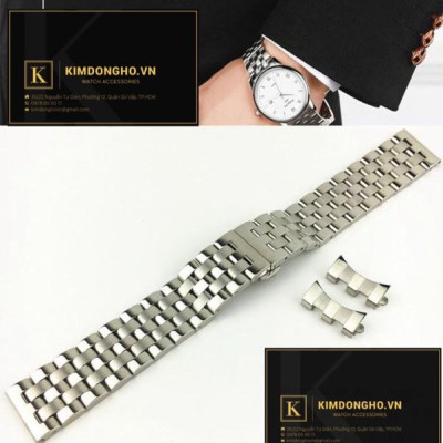 Dây đồng hồ kim loại inox đúc 5 hạt đúc đặc đầu ôm và đầu bằng