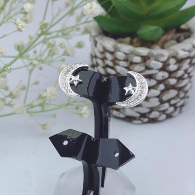 Bông tai bạc nụ đen chốt ren chất liệu bằng bạc s925 MS0602