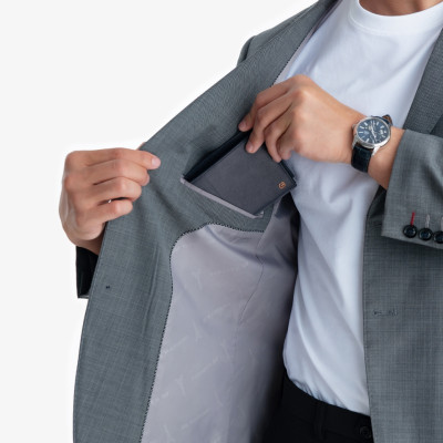 Ví Da Nam Hàng Hiệu GENCE C18 Chất Liệu Da Bò Cao Cấp Màu Xanh Navy Dáng Ngang