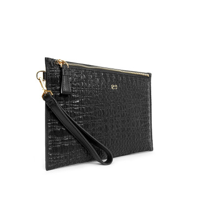 VÍ NAM CẦM TAY DA BÒ DẬP VÂN - LQZ-220006-BLK