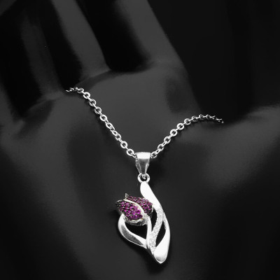 Dây Và Mặt Dây Chuyền Bạc Hiểu Minh DMD339 bông hoa hồng