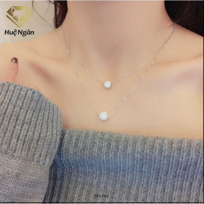 Dây chuyền bạc Ý 925 Huệ Ngân - Bồ công anh 2 tâng xinh xắn PP1205