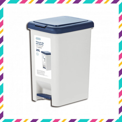 [Loại Kèm Ruột] Thùng rác đạp chữ nhật Hiro 20L (Tặng kèm sticker)- Chính hãng INOCHI