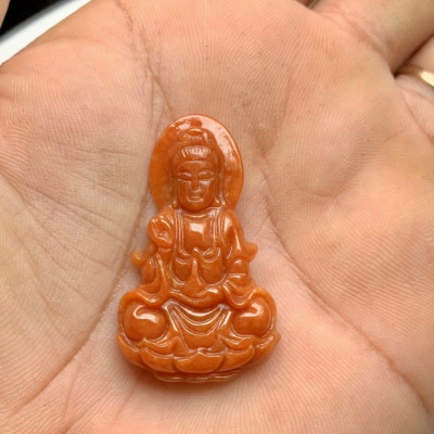 Mặt dây chuyền phật Quan Âm đá cẩm thạch huyết