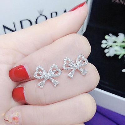 Bông tai nữ bạc ta nơ tim MS65