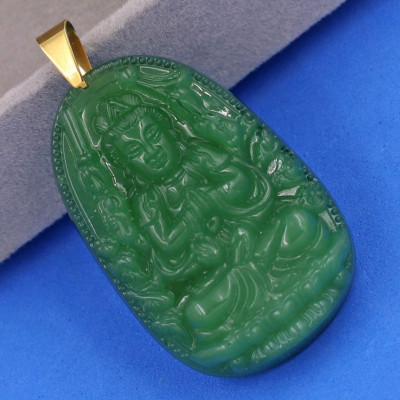 Mặt Phật Thiên Thủ Thiên Nhãn thạch anh xanh 5cm MTXN8 - phật bản mệnh tuổi Tý - Mặt size lớn