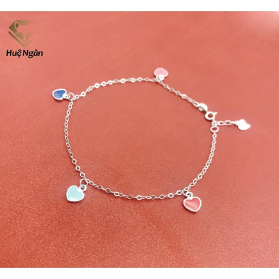 Lắc chân bạc Ý 925 Huệ Ngân - Sắc màu trái tim JL016