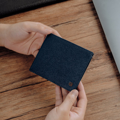 Ví nam Gence dáng ngang da bò Epsom màu xanh C12