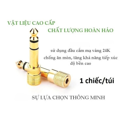 Đầu jack chuyển đổi âm thanh từ cổng 3.5mm cái sang cổng 6.5mm đực - Hàng Nhập Khẩu
