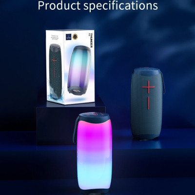 Loa bluetooth thể thao chống nước chuẩn IPx6 hiệu WIWU Thunder P40 trang bị đèn LED đổi màu, hỗ trợ Bluetooth 5.0, có jack âm thanh AUX 3.5mm, thời gian nghe nhạc lên đến 6h - hàng nhập khẩu