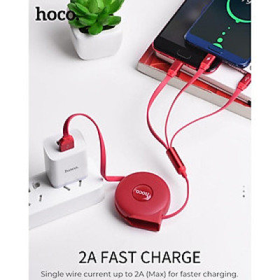 Cáp sạc nhanh dây rút 3 đầu Hoco U50 - HÀNG CHÍNH HÃNG