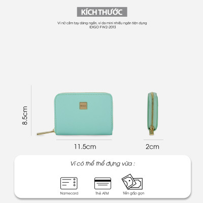 Ví nữ cầm tay dáng ngắn, ví da mini nhiều ngăn tiện dụng IDIGO FW2-2013