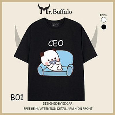 Áo đôi , áo thun cặp nam nữ tay lỡ Unisex "CEO & Lao Công" form rộng vải cotton 100% B01B02 - Mr.Buffalo