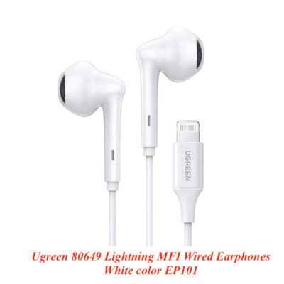 Ugreen UG80649EP101TK Lightning MFI Màu Trắng Tai nghe nhét tai cổng Lightning có điều khiển âm lượng - HÀNG CHÍNH HÃNG