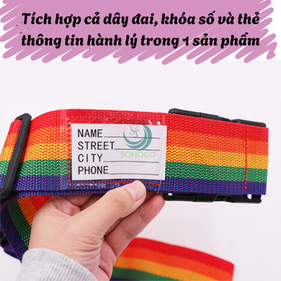 Dây đai vali hành lý chống bung 2m có khóa 3 số- Dây buộc vali du lịch co giãn, có khóa- Dây đai cố định vali cao cấp- Dây đai vali mã số an toàn