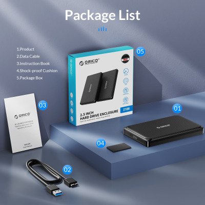 Hộp đựng ổ cứng 2,5" SSD/HDD SATA 3 Orico 2189U3-V1 - Hàng chính hãng