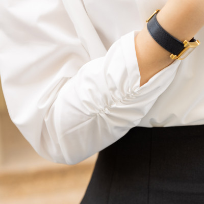  Áo sơ mi vai chờm có đệm Bianca thiết kế cao cấp WHITE CHIC