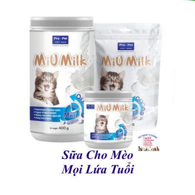 Sữa cho Mèo Pro-pet Miu Milk Bổ sung dinh dưỡng Tăng cường hệ miễn dịch Răng xương chắc khỏe Tiêu hóa tốt Sx tại VN