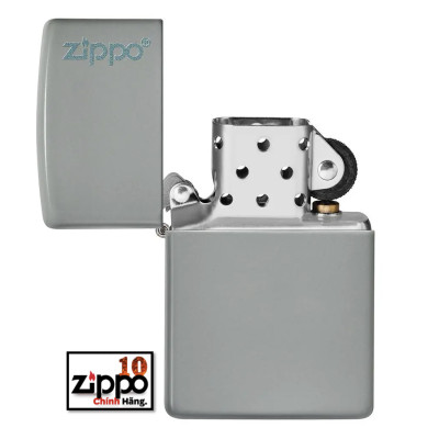 Bật lửa Zippo (sơn tĩnh điện) 49452ZL Classic Flat Grey Zippo Logo SKU - Chính hãng 100%
