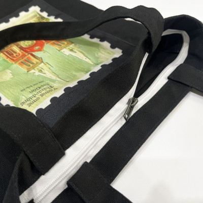 Túi canvas GIADO, túi canvas đen, túi tote in hình món ăn Việt Nam mẫu bánh xèo