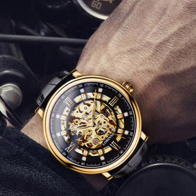 Đồng hồ nam chính hãng LOBINNI L9010-1 ,Kính sapphire chống xước,Chống nước 50m,bảo hành 24 tháng,Máy cơ(Automatic,dây da đen xịn,máy lộ cơ