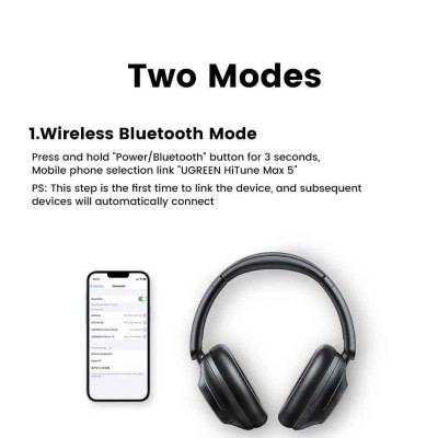 Ugreen UG15809HP202TK HiRes DNN HiTune Max5 Hybrid Active Noise Cancelling tai nghe chụp OnEar bluetooth chống ồn màu trắng 43dB ANC pin 90h tặng cáp sạc type c và cáp 3.5mm - HÀNG CHÍNH HÃNG
