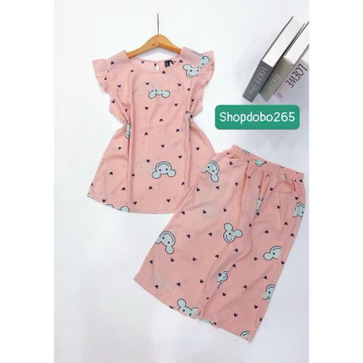 Đồ bộ nữ,đồ ngủ mặc nhà lửng tay cánh tiên vải lanh mềm,mát BL 169 hoạ tiết dễ thương size 45-70kg.