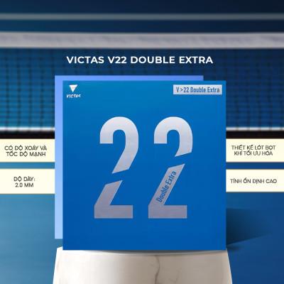 Mặt Vợt Bóng Bàn Victas V22 Double Extra Đỏ - Tốc Độ Tối Ưu, Độ Xoáy Mạnh Mẽ, Hiệu Suất Đỉnh Cao