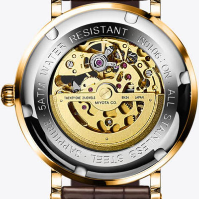 Đồng hồ nam chính hãng LOBINNI L9010-1 ,Kính sapphire chống xước,Chống nước 50m,bảo hành 24 tháng,Máy cơ(Automatic,dây da đen xịn,máy lộ cơ