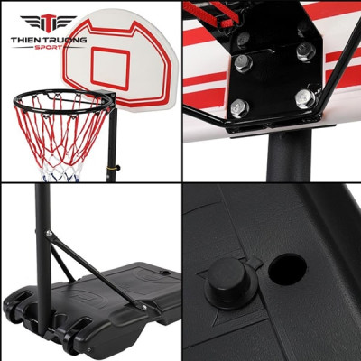 Trụ bóng rổ học sinh TT01 điều chỉnh 205 -255cm tặng kèm quả bóng rổ số 5, trụ bóng rổ gia đình nhỏ gọn, tháo lắp dễ dàng