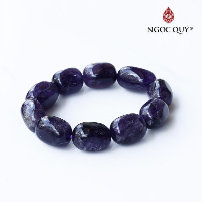 Vòng tay đá thạch anh tím amethyst thô mệnh hỏa, thổ - Ngọc Quý Gemstones