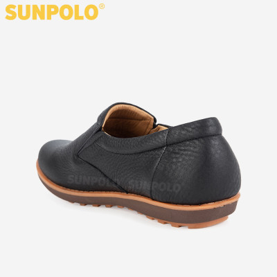 Giày Mọi Nam Da Bò SUNPOLO SUMU01 - Đen