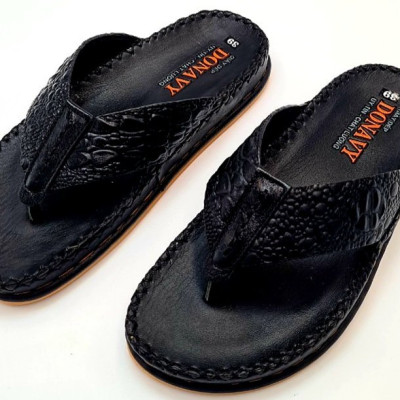  DÉP KẸP NAM DA BÒ, QUAI IN NỔI HỘT NHÌN BẮT MẮT - ĐẾ KÉP MANG SIÊU BỀN