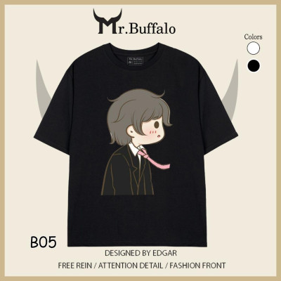 Áo đôi , áo thun cặp nam nữ tay lỡ Unisex form rộng vải cotton% B05B06- Mr.Buffalo