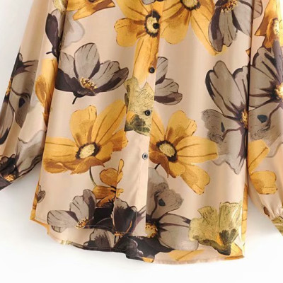 Áo sơ mi nữ dài tay công sở phối hoa Chất vải mềm mịn,thoáng mát,thấm hút mồ hôi tốt sm77