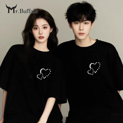 Áo Thun Đôi, Cặp Mr.Buffalo trái tim đôi Tshirt Cotton 100% có bigsize Unisex Local Brand B16