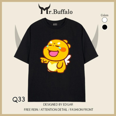 Áo đôi, cặp tay lỡ unisex Qoobee dễ thương Mr.Buffalo Q32Q33