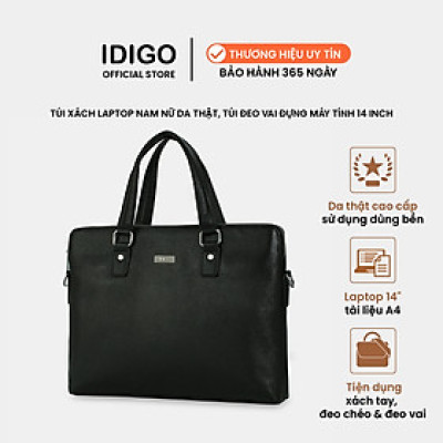 Túi xách công sở nam nữ đựng tài liệu A4 da thật cao cấp IDIGO MB1 - 16001, túi đựng laptop 14 inch