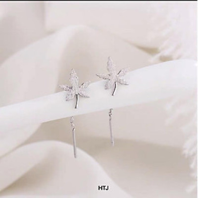 Bông tai bạc thời trang tua đá chất liệu bằng bạc s925 MS45d