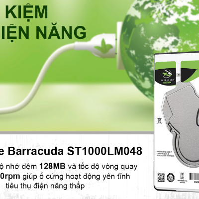 Ổ Cứng HDD Laptop Seagate BarraCuda 1TB/128MB/2.5/5400 - ST1000LM048 - Hàng chính hãng