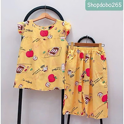 Đồ bộ nữ,đồ ngủ mặc nhà lửng tay cánh tiên vải lanh (tole) mềm, mát BL 164 họa tiết dễ thương size 45-70kg.