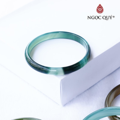 Vòng đá mã não xanh lá bản mỏng Ni56 - Ngọc Quý Gemstones