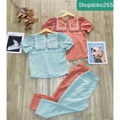 Set đồ nữ,đồ bộ nữ mặc nhà thiết kế lửng 9 tấc vải thô đũi BL 72 size 45-57kg.