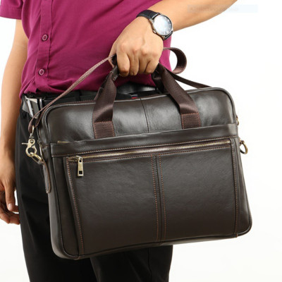 Túi xách nam da bò thật cao cấp phong cách mới 15,6"