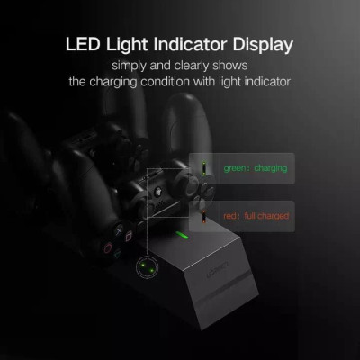 Ugreen UG50258CD174TK Màu Đen Bộ sạc kép cho tay cầm game PS4 - HÀNG CHÍNH HÃNG