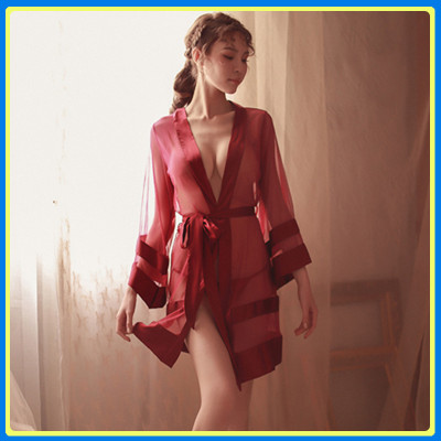 Áo choàng viền lụa xuyên thấu sexy Q16 - Áo choàng  ngủ nữ quyến rũ - Váy ngủ áo choàng nữ gợi cảm
