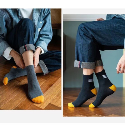 Combo 5 đôi tất vớ nam cổ cao, vớ Cotton co dãn thoáng mát